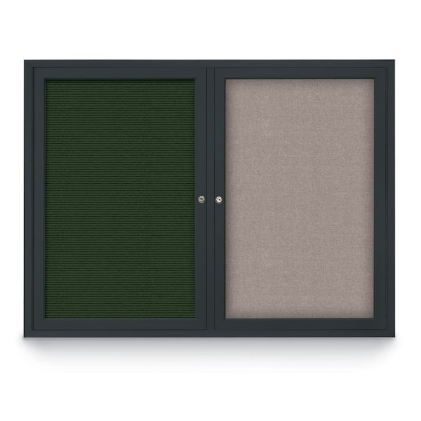 United Visual Products Decor Wood Combo Board, 24"x18", Light Oak/White Porcelain & Cloud UV701DEFAB-LTOAK-WHTPORC-CLOUD - main